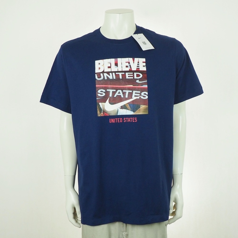 New Nike Team USA United States Soccer Believe Tee Shirt Mens XL Blue USMNT